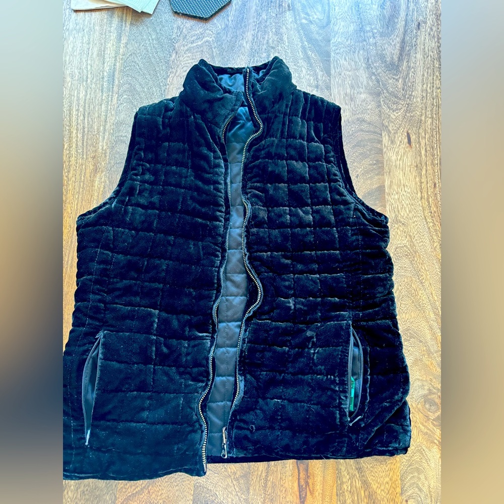 Ralph Lauren Reversible Black vest, velvet on one side waterproof on the other